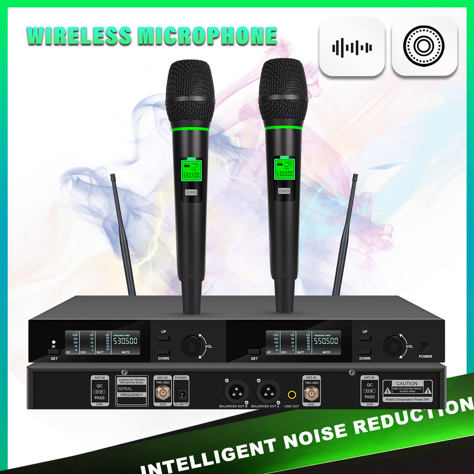 Shure Mic Sm58 - ระบบไมโครโฟนไร้สาย UHF คู่ ไมโครโฟนไร้สายแบบมือถือ สำหรับเวที คาราโอเกะ